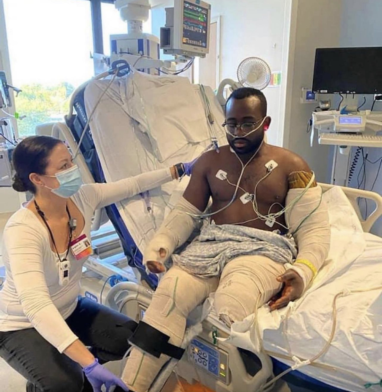 Myles recovering in the hospital