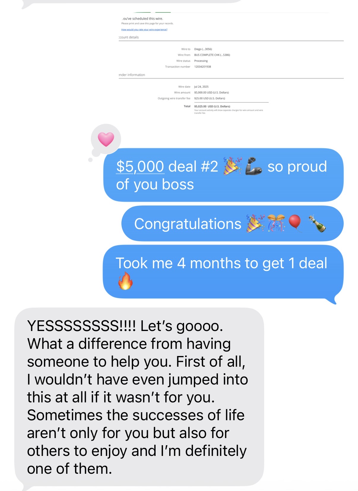 Student wire — $5,000 deal
