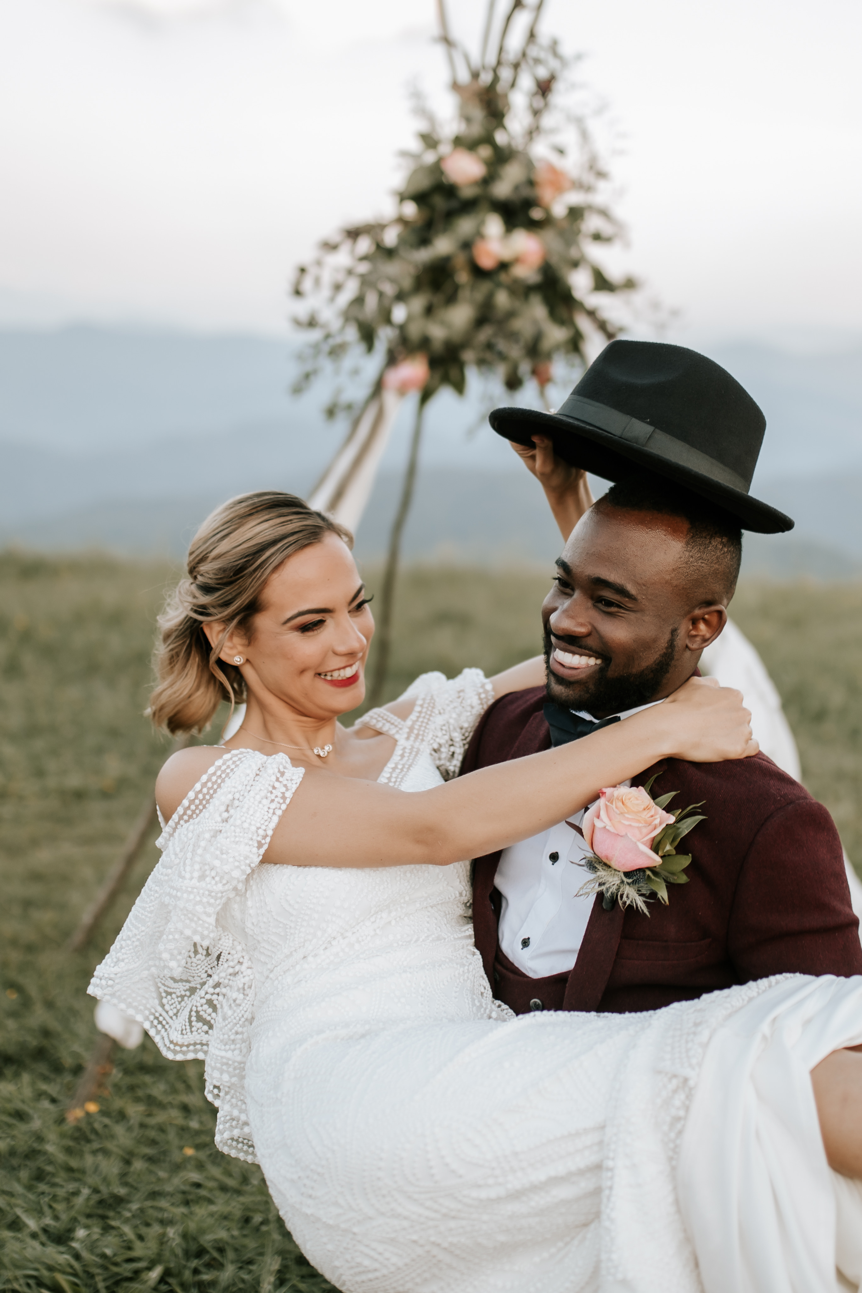 Myles and his wife on their wedding day